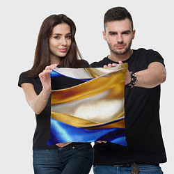 Подушка квадратная Белая желтая синяя абстракция, цвет: 3D-принт — фото 2