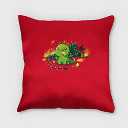 Подушка квадратная Новогодний кото-дракон, цвет: 3D-принт