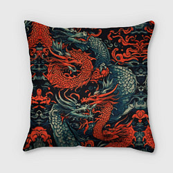 Подушка квадратная Красный и серый дракон, цвет: 3D-принт