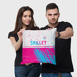 Подушка квадратная Skillet neon gradient style посередине, цвет: 3D-принт — фото 2