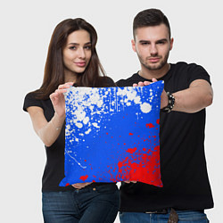 Подушка квадратная Флаг России - брызги, цвет: 3D-принт — фото 2