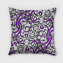 Подушка квадратная Фиолетовые кружевные узоры, цвет: 3D-принт