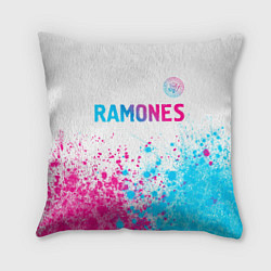 Подушка квадратная Ramones neon gradient style посередине, цвет: 3D-принт