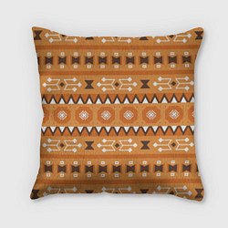 Подушка квадратная Brown tribal geometric, цвет: 3D-принт