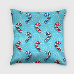 Подушка квадратная Новогодний леденец трость