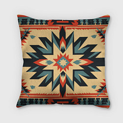 Подушка квадратная Орнамент в стиле американских индейцев, цвет: 3D-принт