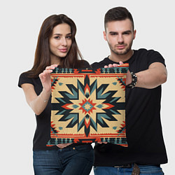 Подушка квадратная Орнамент в стиле американских индейцев, цвет: 3D-принт — фото 2