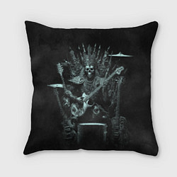 Подушка квадратная Скелет музыкант король метала на троне, цвет: 3D-принт