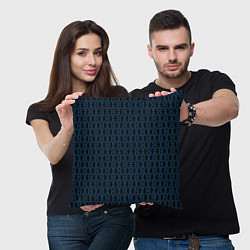 Подушка квадратная Узоры чёрно-синий паттерн, цвет: 3D-принт — фото 2