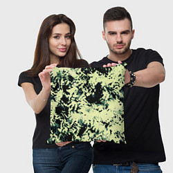 Подушка квадратная Абстракция чёрный и бледно-зелёный, цвет: 3D-принт — фото 2
