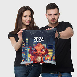 Подушка квадратная Рыжий дракон 2024, цвет: 3D-принт — фото 2