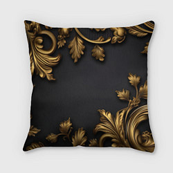 Подушка квадратная Золотые объемные листья, цвет: 3D-принт