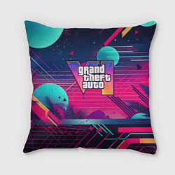 Подушка квадратная GTA 6 логотип и абстракция, цвет: 3D-принт