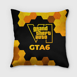 Подушка квадратная GTA6 - gold gradient, цвет: 3D-принт