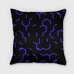 Подушка квадратная Фиолетовые неоновые неполные гексагоны, цвет: 3D-принт