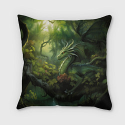 Подушка квадратная Лесной зеленый дракон символ 2024 года, цвет: 3D-принт
