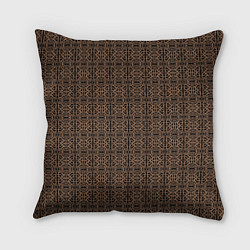 Подушка квадратная Ажурный тёмно-коричневый, цвет: 3D-принт