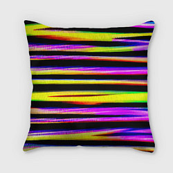 Подушка квадратная Цветные неоновые полосы, цвет: 3D-принт