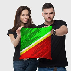 Подушка квадратная Расцветка Зеленоградского флага, цвет: 3D-принт — фото 2
