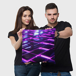 Подушка квадратная Фиолетовая неоновая плитка, цвет: 3D-принт — фото 2