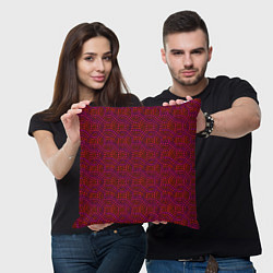 Подушка квадратная Витражный паттерн оттенков красного, цвет: 3D-принт — фото 2