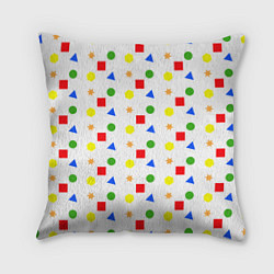 Подушка квадратная Разноцветные геометрические фигурки, цвет: 3D-принт