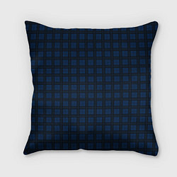 Подушка квадратная Чёрно-синий клетчатый, цвет: 3D-принт