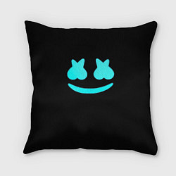 Подушка квадратная Маршмеллоу голубое лого, цвет: 3D-принт