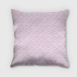 Подушка квадратная Полосатый розовый паттерн с сердечками, цвет: 3D-принт
