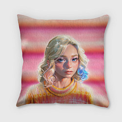 Подушка квадратная Энид Синклер - арт и текстура розового свитера, цвет: 3D-принт