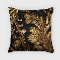 Подушка квадратная Золотые листья винтажные лепнина, цвет: 3D-принт