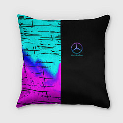 Подушка квадратная Mercedes benz неон текстура, цвет: 3D-принт