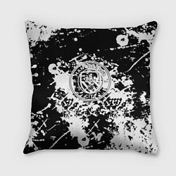 Подушка квадратная Manchester City краски чёрно белые, цвет: 3D-принт