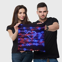 Подушка квадратная Оковы-сердца, синяя половинка, цвет: 3D-принт — фото 2