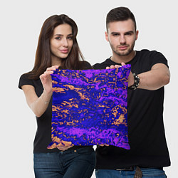 Подушка квадратная Абстракция золото и фиолетовый, цвет: 3D-принт — фото 2