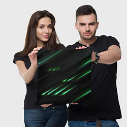 Подушка квадратная Спортивный черно-зеленый стиль, цвет: 3D-принт — фото 2