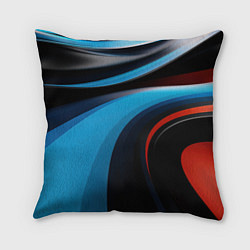 Подушка квадратная Черные и синии волны спортивный стиль, цвет: 3D-принт