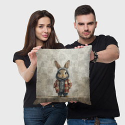 Подушка квадратная Кролик в пальто, цвет: 3D-принт — фото 2