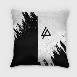 Подушка квадратная Linkin park краски чёрнобелый, цвет: 3D-принт