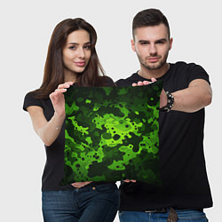 Подушка квадратная Яркий неоновый зеленый камуфляж, цвет: 3D-принт — фото 2