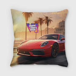 Подушка квадратная GTA 6 logo auto style, цвет: 3D-принт