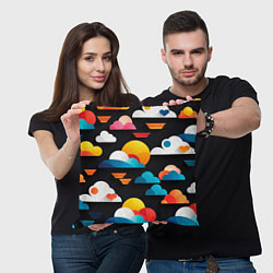 Подушка квадратная Цветные облака в черном небе, цвет: 3D-принт — фото 2
