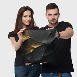 Подушка квадратная Черная текстура с золотистым напылением, цвет: 3D-принт — фото 2