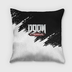 Подушка квадратная Doom eternal белые краски, цвет: 3D-принт