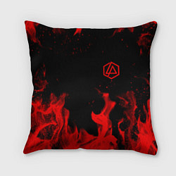 Подушка квадратная Linkin Park красный огонь лого, цвет: 3D-принт