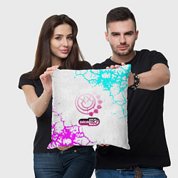 Подушка квадратная Blink 182 неоновые краски, цвет: 3D-принт — фото 2