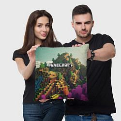 Подушка квадратная Minecraft logo карты, цвет: 3D-принт — фото 2
