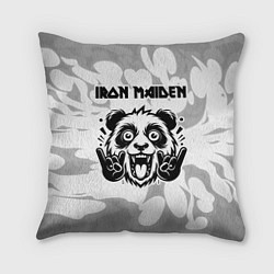 Подушка квадратная Iron Maiden рок панда на светлом фоне, цвет: 3D-принт