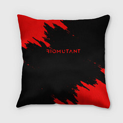 Подушка квадратная Биомутант краски красные, цвет: 3D-принт