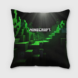 Подушка квадратная Minecraft logo зеленые яркие плитки, цвет: 3D-принт